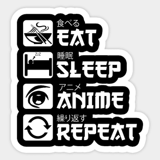 Eat Sleep Anime Repeat Sticker